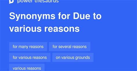 synonym for due to|due to this reason synonym.